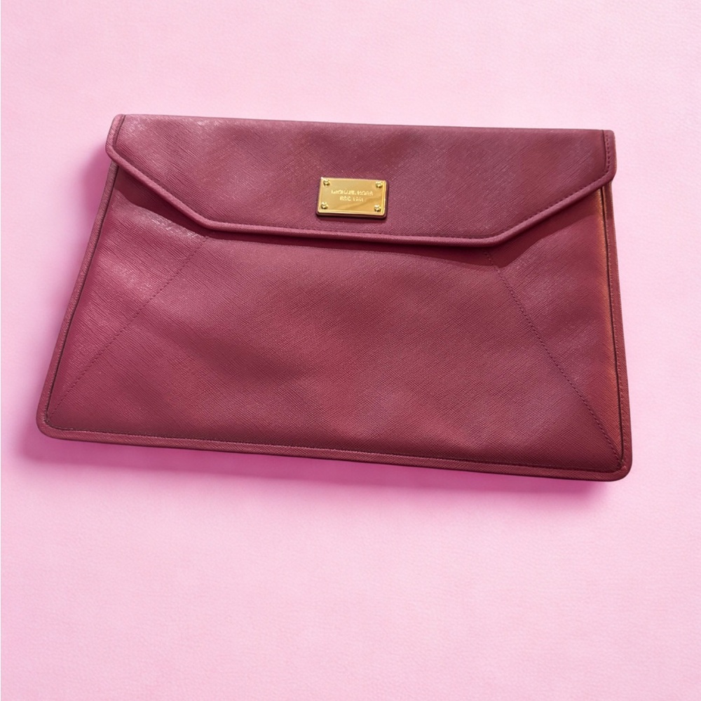 Michael Kors Rouge-Colored Laptop Carrier with Gold Accent